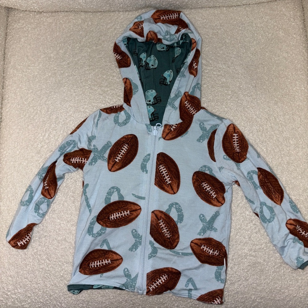 Baby's & Little Boy's Field Day Football Print Reversible Hooded Jacket